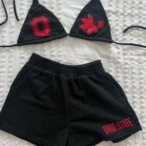 Ohio State black and red bikini short set